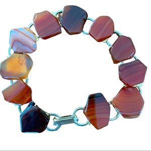 Womens tumbled stone, chunky rolo link Bracelet